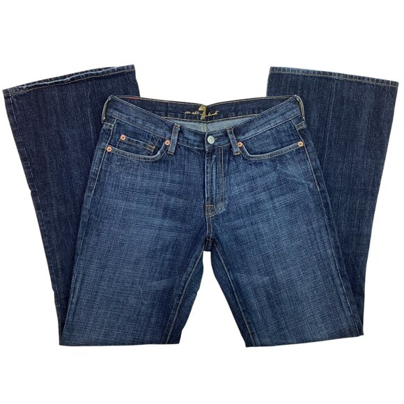 7 For All Mankind Womens 30 Flare Jeans Dark Wash 100% Cotton Made In USA - Picture 5 of 11